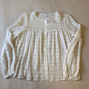 Frame white stripe pleated blouse